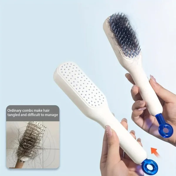 Self Cleaning Magic Hair Brush, One-click Cleaning Telescopic Hair Comb – (Pack Of 2)