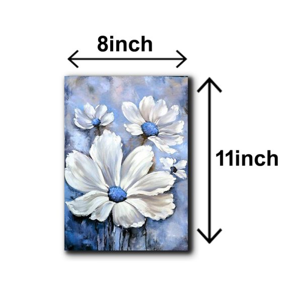 Set Of 5 Blue Flowers Wall Art Wooden Frames For Home Decoration / Sticky Photo Tiles - CHAUDHARY BRAND STORE