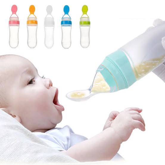 Silicone Bottle Feeding Baby Spoon Feeder (random Color) Pack Of 2