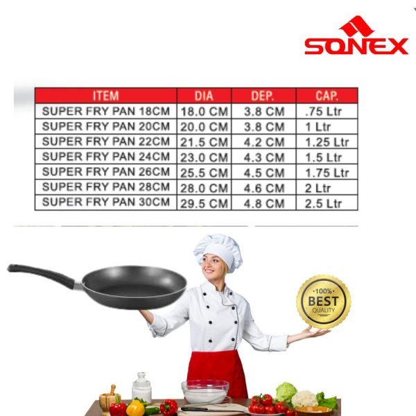 Sonex Premium Non Stick Fry Pan | Frying Pan | Non Stick Frying Pans – 18cm, 20cm, 22cm, 24cm, 26cm, 28cm, 30cm - CHAUDHARY BRAND STORE