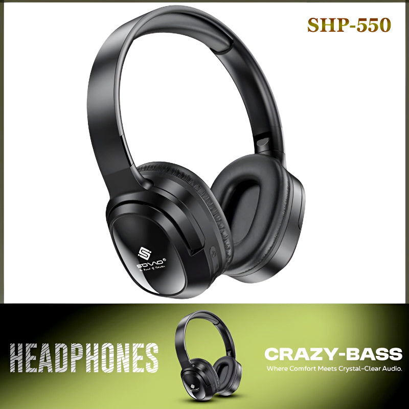 SOVO SHP-550 Crazy Bass Series Wireless Headphones | Bluetooth 5.3, ANC, HD Sound